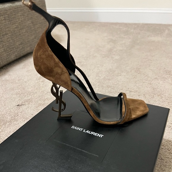 Brand new Yves Saint Laurent brown high heels. YSL is the heel on these shoes. - Picture 6 of 8